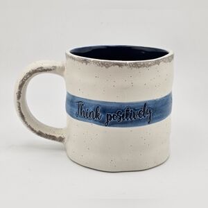 "Think Positively" Global Design Connections Stoneware Coffee Mug Breakfast Cup